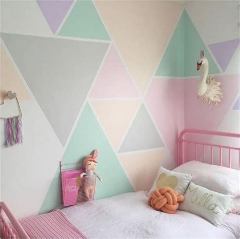 Aesthetic Kid Rooms With Geometric Wall Themes Shairoomcom Girls