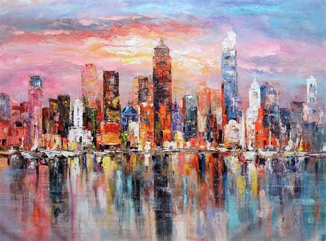 New York Skyline Painting By Luigi Paulini Fine Art America