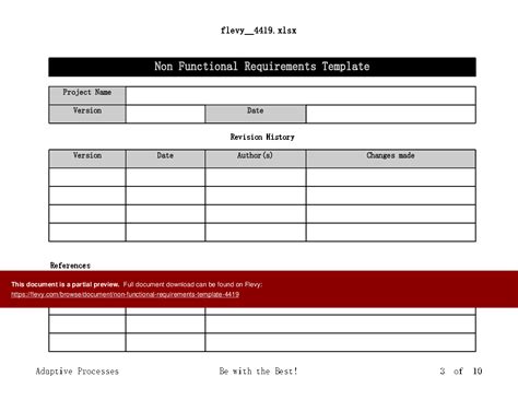 Excel Template Non Functional Requirements Template Excel Template