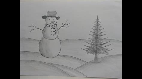 How To Draw A Snowman Pencil Sketch Christmas Drawing For Beginners