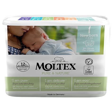 Moltex Pure And Nature Disposable Nappies Newborn Size 1 Pack Of 22
