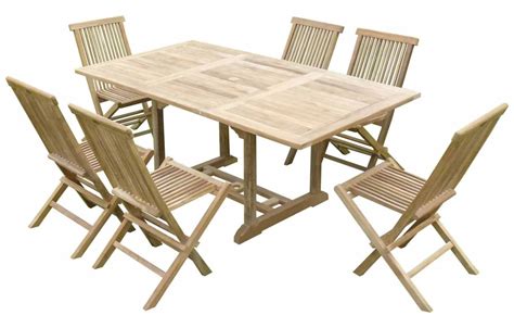 Salon de jardin en teck avec table et chaises pliantes  Mailleraye.fr