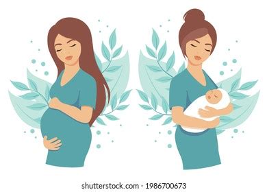 Pregnant Woman Woman Baby Baby Arms Stock Vector Royalty Free