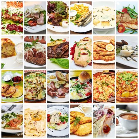 Collage De Muchos Alimentos Populares Para La Cena En Todo El Mundo