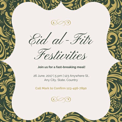 Free Custom Printable Eid Al Fitr Invitation Templates Canva