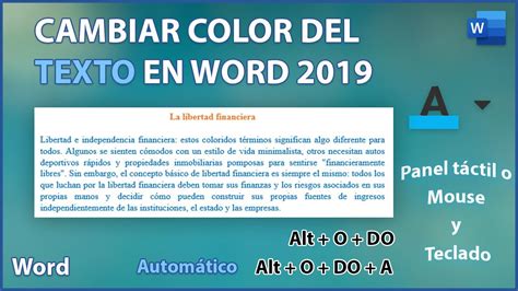 Como Cambiar El Color Del Texto En Word 2019 And Como Volver Al Color