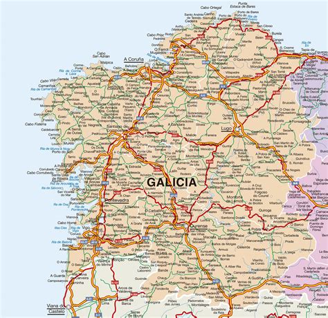 Mapa De Carreteras De Galicia Mapa De Rios