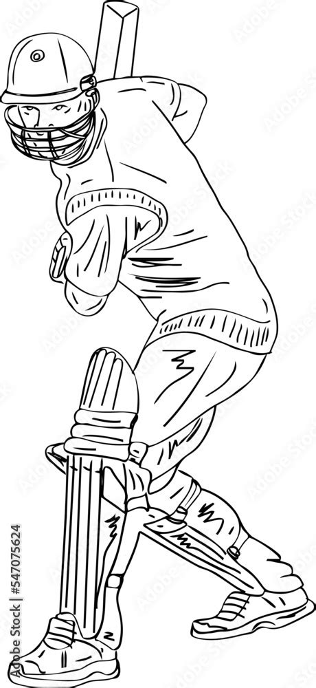 T20 Cricket Batsman Sketch Drawing Vector Illustration Cricket Logo