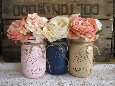Sale Set Of 3 Pint Mason Jars Painted Mason Jars Baby Etsy