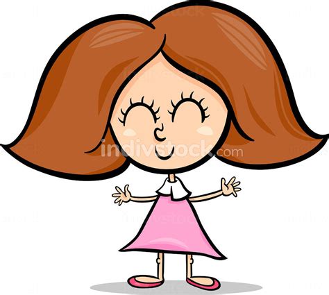Cartoon Illustration Of Cute Happy Little Girl Indivstock