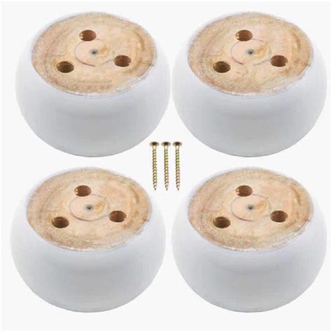 Metany 4pcs 2 Tall White Wooden Round Furniture Bun Feet Replacement