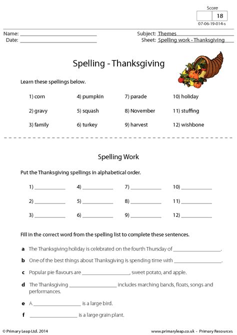 66 Free Thanksgiving Worksheets