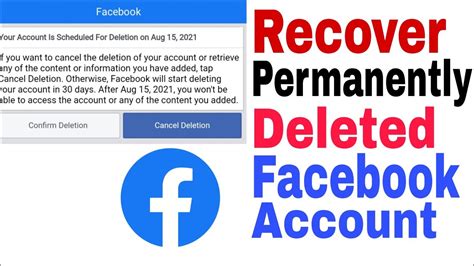How To Recover Permanently Deleted Facebook Account Youtube