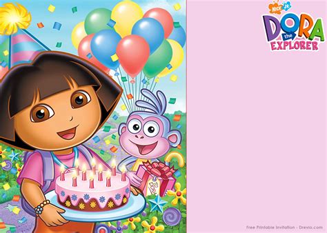 Free Printable Dora The Explorer Birthday Party Invitations
