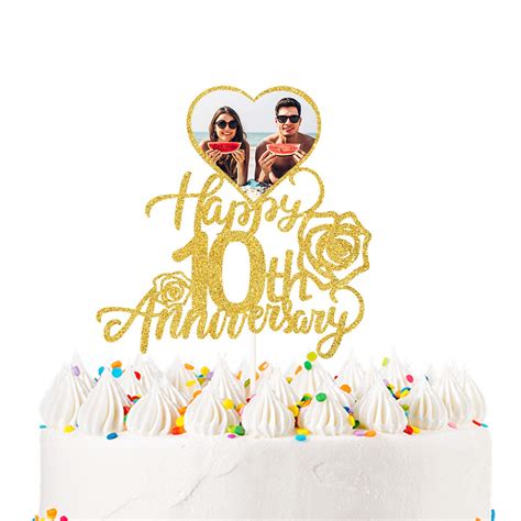 Buy Happy 10th Anniversary Photo Cake Topper For Ten Years Wedding
