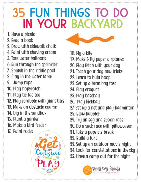 35 Fun Things To Do In Your Backyard This Summer Free Printable