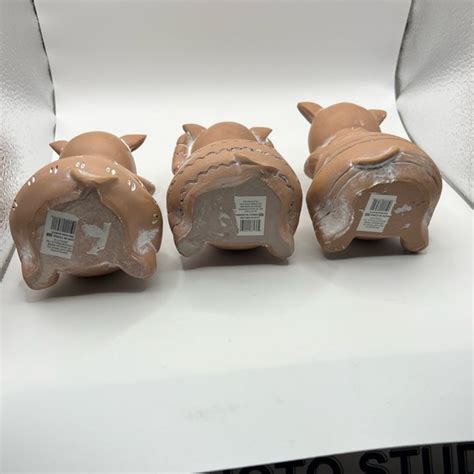 Old East Main Co Accents Farmhouse Pig Figurines Hear No Evil See