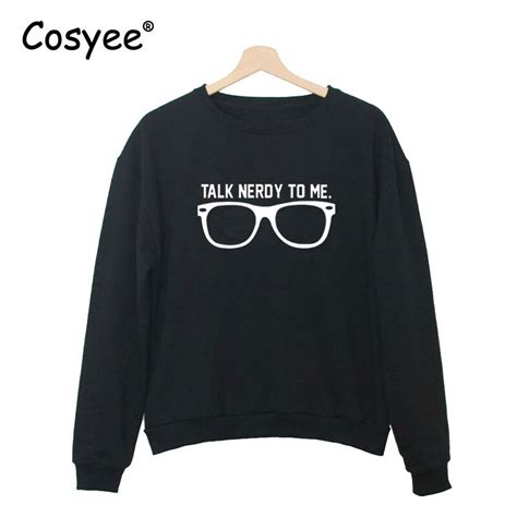 Talk Nerdy To Me Letters Printed Womens Hipster Fashion Long Sleeve