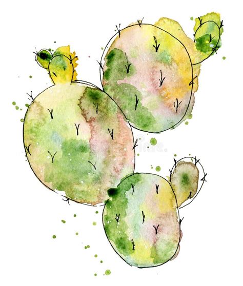 Watercolor Cactus Set Stock Illustration Illustration Of Painted