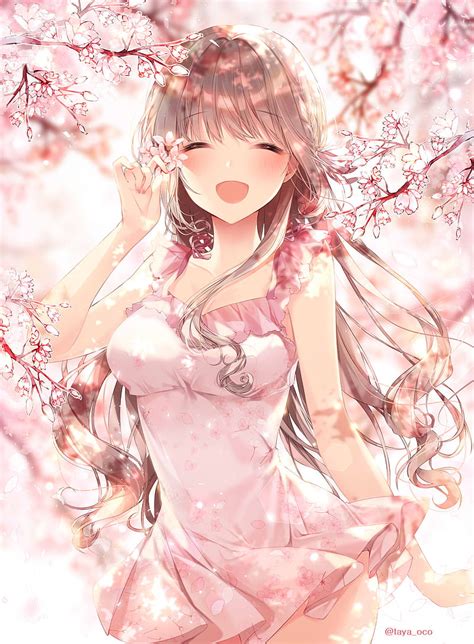 1920x1200px 1080p Free Download Anime Girls Cherry Blossom Smiling
