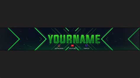 Free Green Youtube Banner Tamplate Youtube
