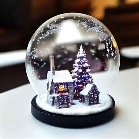 A Snow Globe With A Small House In The Middle And A Christmas Tree