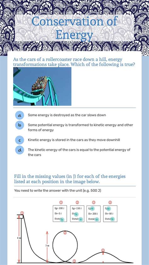 Conservation Of Energy Interactive Worksheet By Katharine Higgins