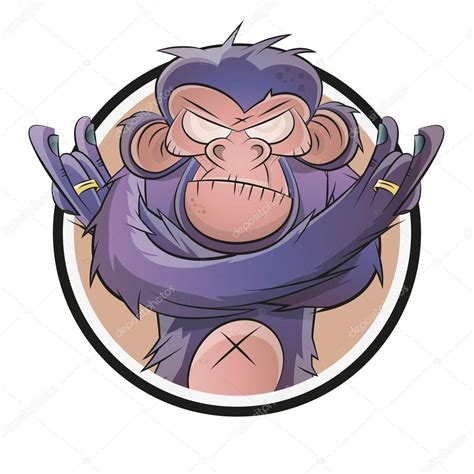 Angry Cartoon Chimp In A Badge — Stock Vector © Shockfactorde 54039263