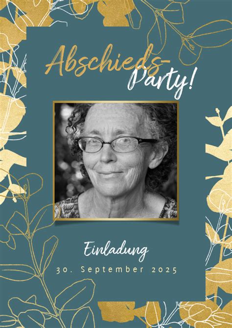 Je nach humor ihrer kollegen, können sie den einen oder anderen witz zum renteneintritt einbauen. Partyeinladung Abschiedsparty mit Foto - Einladungskarten ...