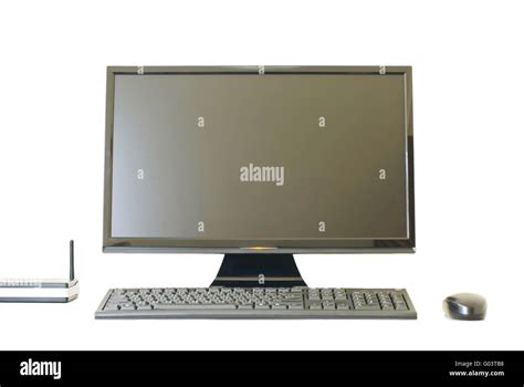 Isolated Monitor Keyboard Wireless Station And Mouse Stock Photo Alamy