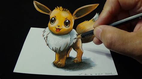 Whether you're interested in drawing cute cartoon characters, learning the comic book style, or using adobe illustrator to make cartoons, udemy has a course to help bring your animations to life. Drawing a 3D EEVEE, Pokémon GO, Trick Art - YouTube