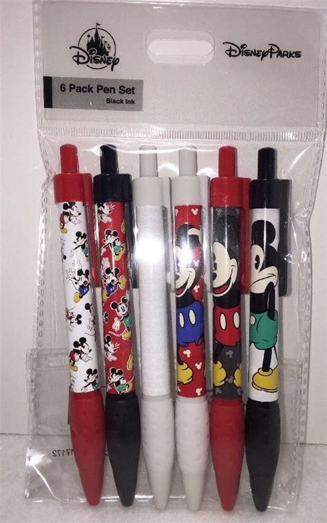 Disney Parks Mickey Mouse 6 Pack Pen Set Black Ink Ebay Disney Pens