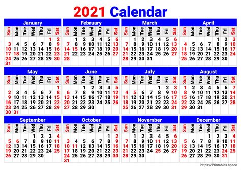 2021 Calendar With Week Number Printable Free
