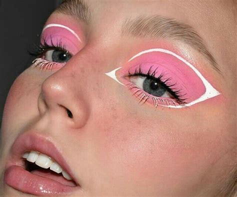 Bold Makeup Pink Eyeshadow White Eyeliner Look Euphoria Esque