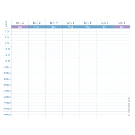 One Week Appointment Calendar Template Purple Palette Ezcalendars