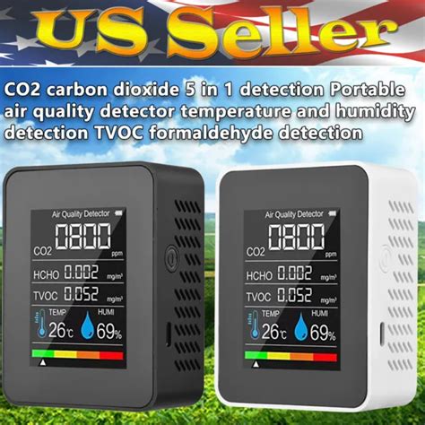 New 5 In1 Indoor Air Quality Monitor Co2 Hcho Tvoc Aqi Meter Detector