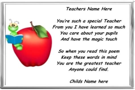 Quotes For Thank You Poem For Teacher Teacher Poems Thank You