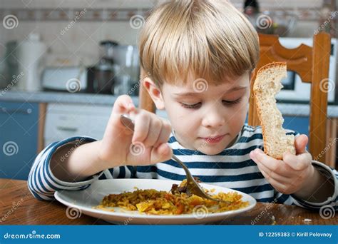 Little Boy Eating Stock Image Image Of Lunch Cute Bread 12259383