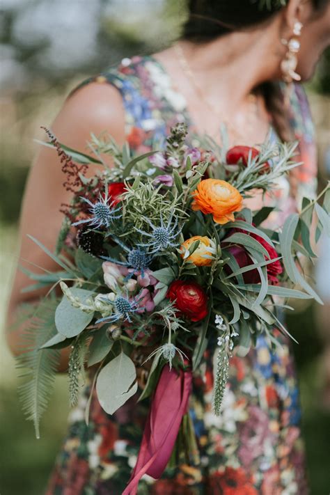 Fall Ranunculus Thistle And Eucalyptus Bouquet Fall Wedding Bouquets