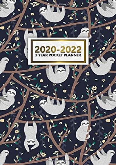 Pdf Book 3 Year Pocket Planner 2020 2022 Adorable Cartoon Sloth Three Year Planner
