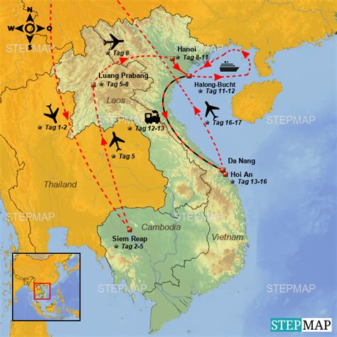 Stepmap Asiatours Indokinas Højdepunkter De Landkarte Für Vietnam