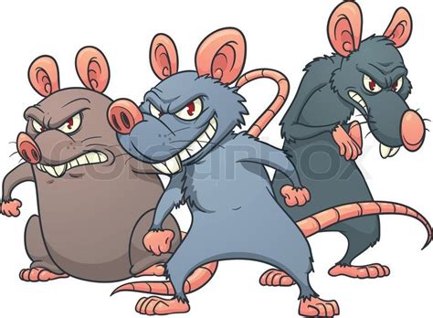 Three Evil Looking Cartoon Rats Stock Vector Colourbox