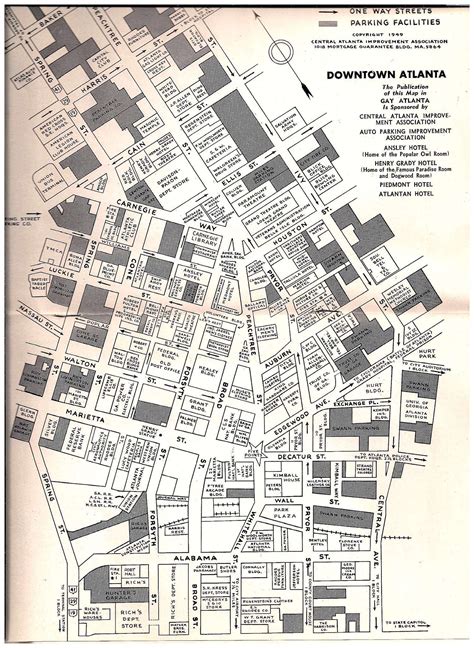 1949 Map Of Downtown Atlanta Ga Atlanta Map Georgia History