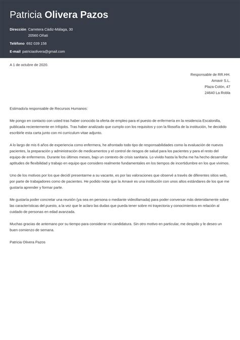 Carta De Presentaci N Para Auxiliar De Enfermer A Ejemplo