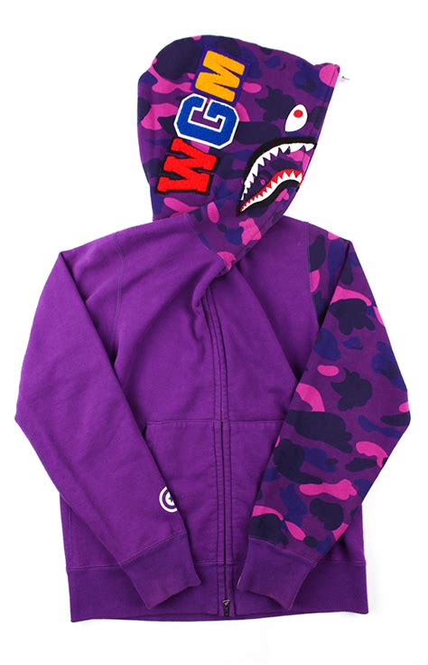 Bape Purple Camo Half Shark Hoodie Purple Sarugeneral