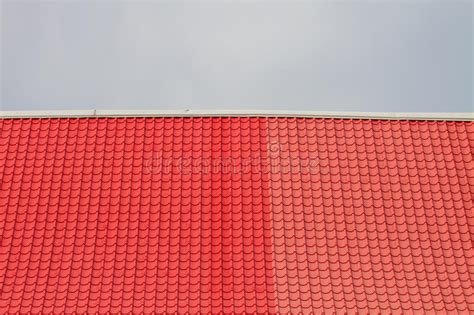 Roofing Texture Red Corrugated Tile Element Of Roof Stock Image