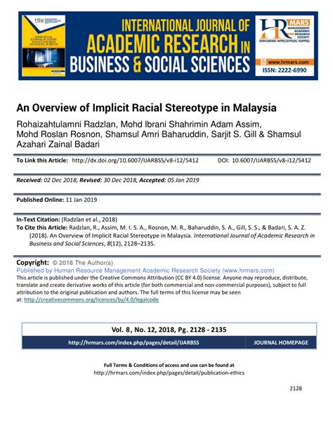 Scientific research on racism, racial issues, race relations, differences in health and medical treatment by race and related issues. (PDF) An Overview of Implicit Racial Stereotype in Malaysia