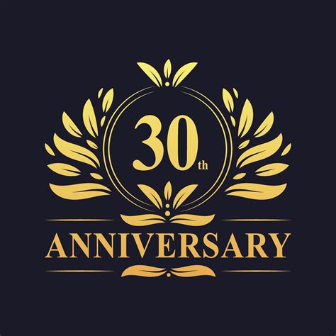 30th Anniversary Design, luxurious golden color 30 years Anniversary