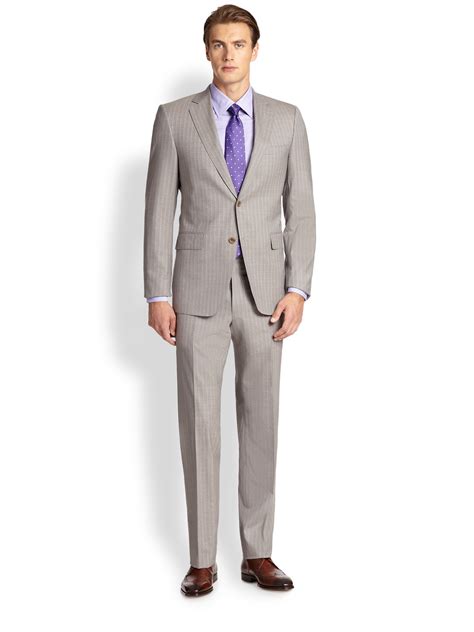 Saks Fifth Avenue Samuelsohn Pinstriped Two Button Wool Suit In Gray