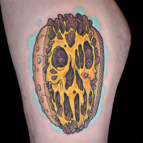 cheesesteak-tattoo-by-hiram-casas-in-2020-food-tattoos,-tattoos